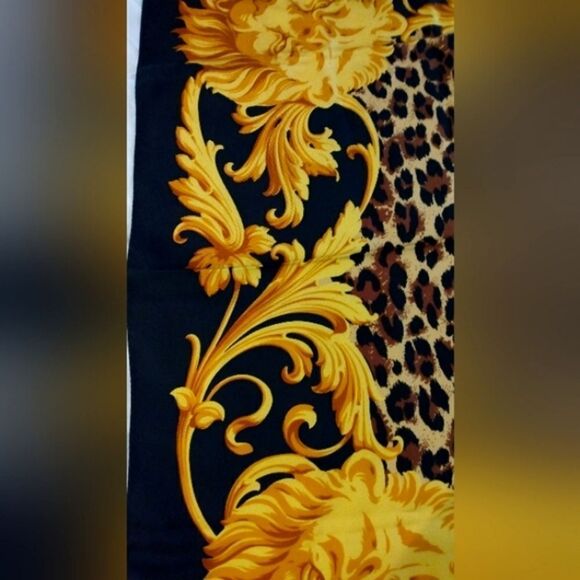 Escada Animal Print Cheetah Lion Vintage Silk Scarf Foulard - Picture 11 of 16